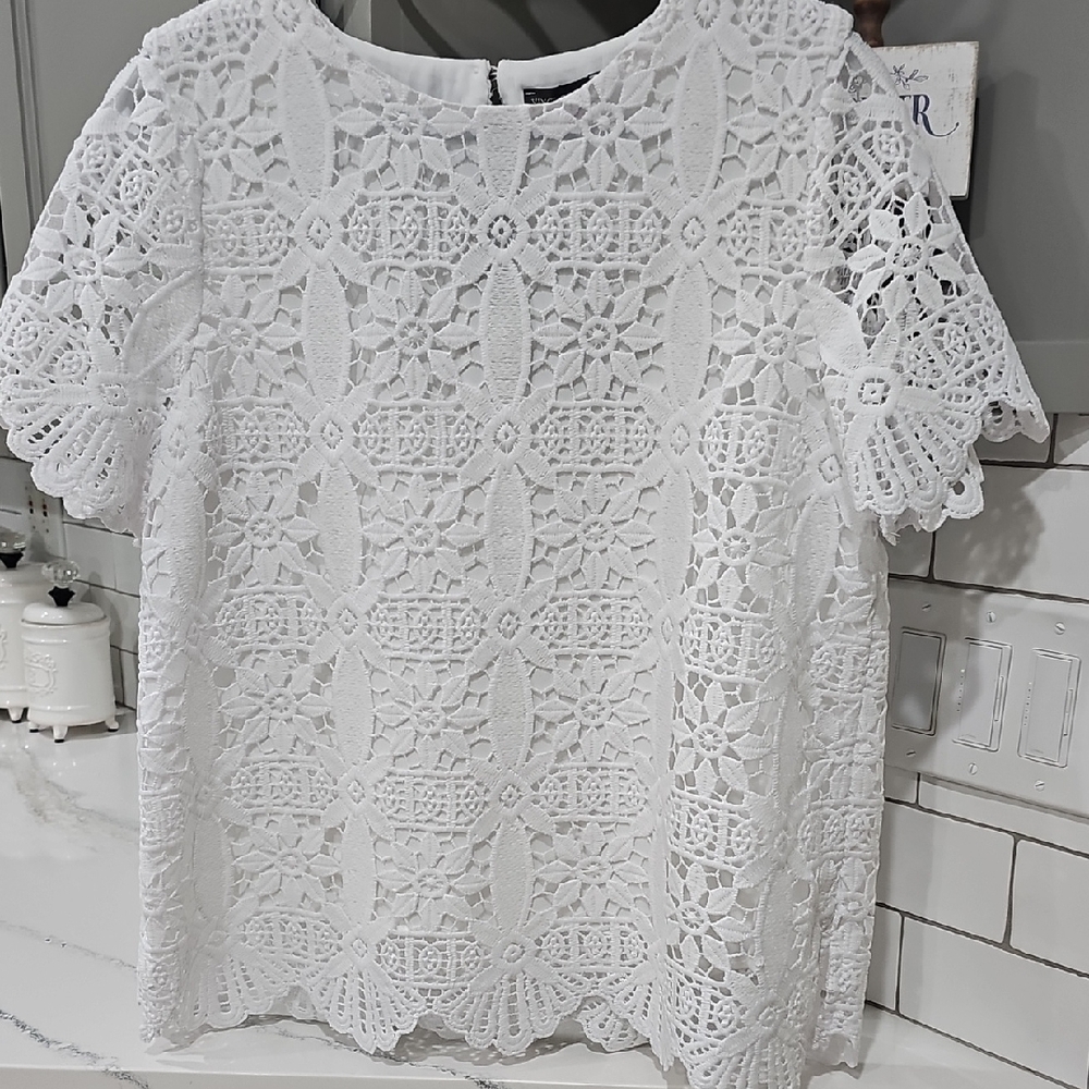 Vince Camuto White Lace Blouse